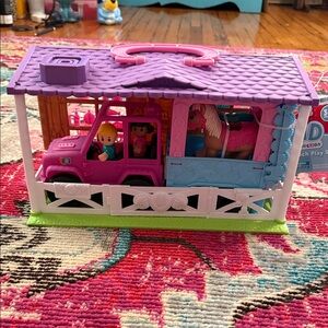 Pink & Purple Kids Pony Trailer Playset Toy Truck with Figures
